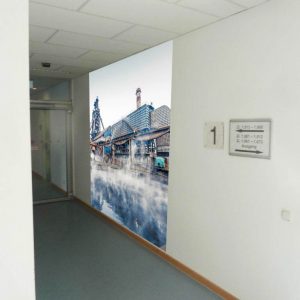 Fotomontage individuelle Fototapete Agentur für Arbeit Dortmund Flur Wand