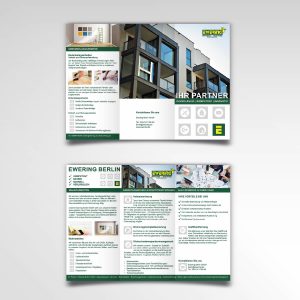 Infoflyer Ewering Berlin GmbH Faltflyer sechsseitig Printprodukt