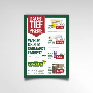 Dauertiefpreise Plakat Kundenstopper Ewering Raumdesign Printprodukt