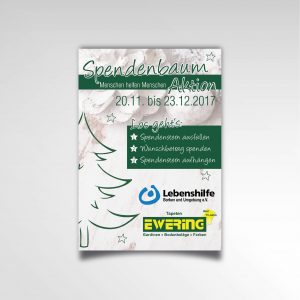 Plakat Poster Printprodukt Ewering Raumdesign Weihnachten Spendenbaum-Aktion