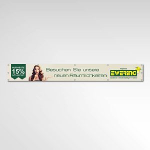 Gerüstbanner Ewering GmbH Raumdesign neue Räumlichkeiten Rabattaktion Printprodukt Banner