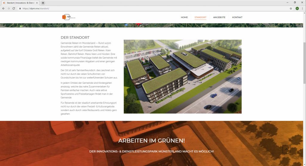 IDPM Website Infoseite Standort idpm.nrw Webdesign