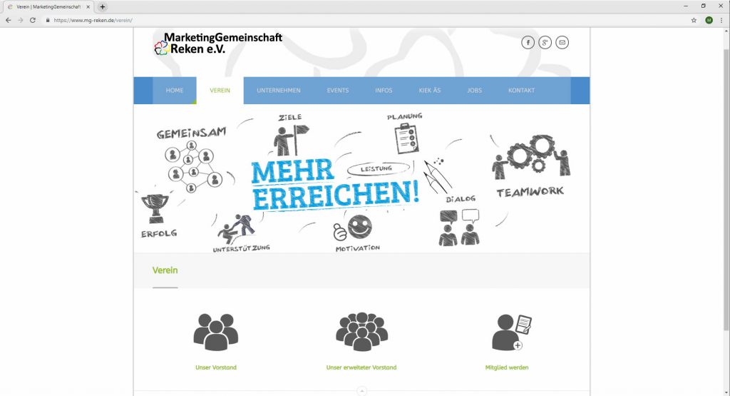 Infoseite Verein Webdesign Marketinggemeinschaft Reken Website mg-reken.de