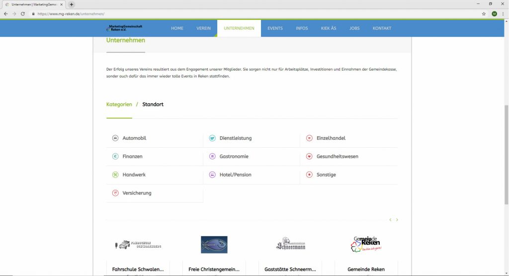 Infoseite Unternehmen Webdesign mg-reken.de Marketinggemeinschaft Reken