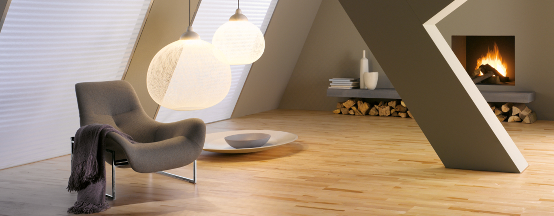 Parador Laminatboden im modernen Wohnzimmer in einem warmen braun.