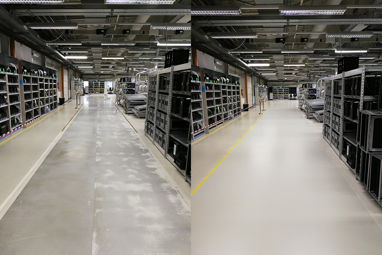 Ableitfähiger Boden in einer Industriehalle